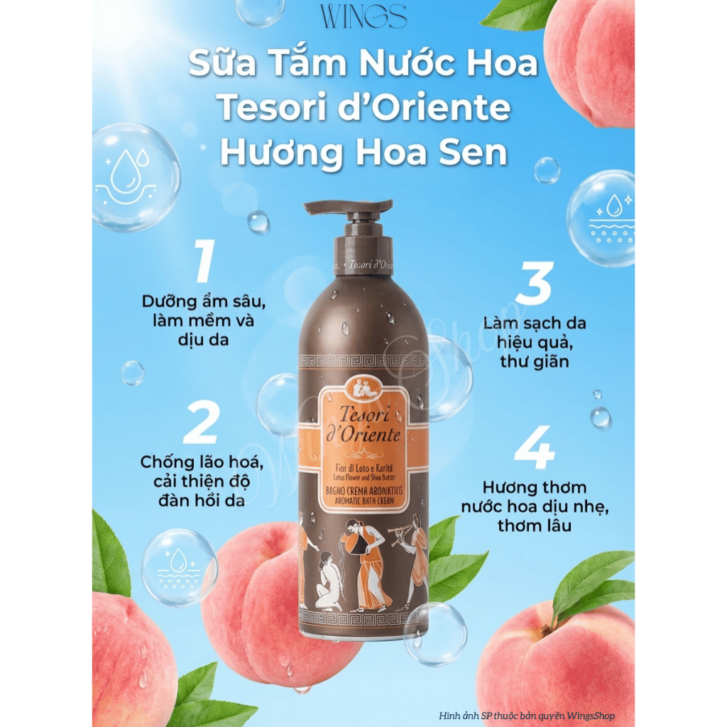 Sữa tắm Tesori d'Oriente cao cấp giúp trắng da, hương nước hoa 250ml-500ml