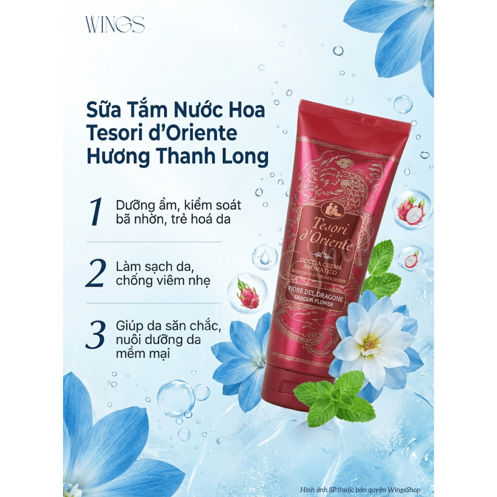 Sữa tắm Tesori d'Oriente cao cấp giúp trắng da, hương nước hoa 250ml-500ml
