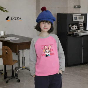 Áo thu đông bé gái in nhiều hình dễ thương - Áo dài tay bé gái chất thun cotton co giãn 4 chiều - Loza Kids AZ002