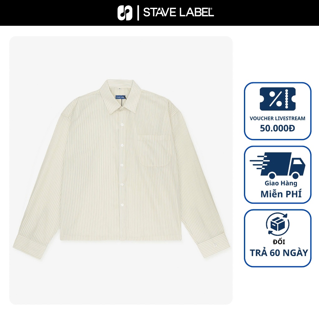 Áo Sơ Mi STAVE LABEL Tay Dài Form Big Boxy | Sọc Trắng Kem Mẫu 1 ...