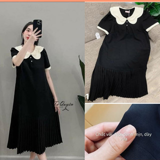 Váy bầu công sở ANAN thiết kế cổ hai lớp , trang trí hàng cúc ngọc xinh xinh
