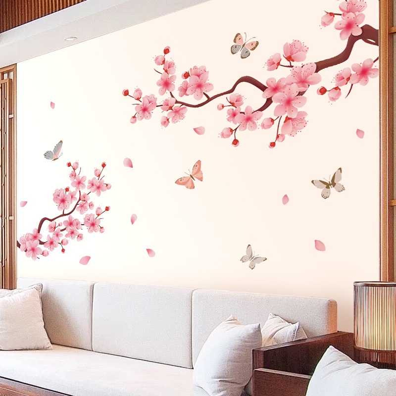 Decal Dán Tường Hoa Anh Đào Có Keo Sẵn 160x80cm - Trang Trí Phòng Khách Và Phòng Ngủ