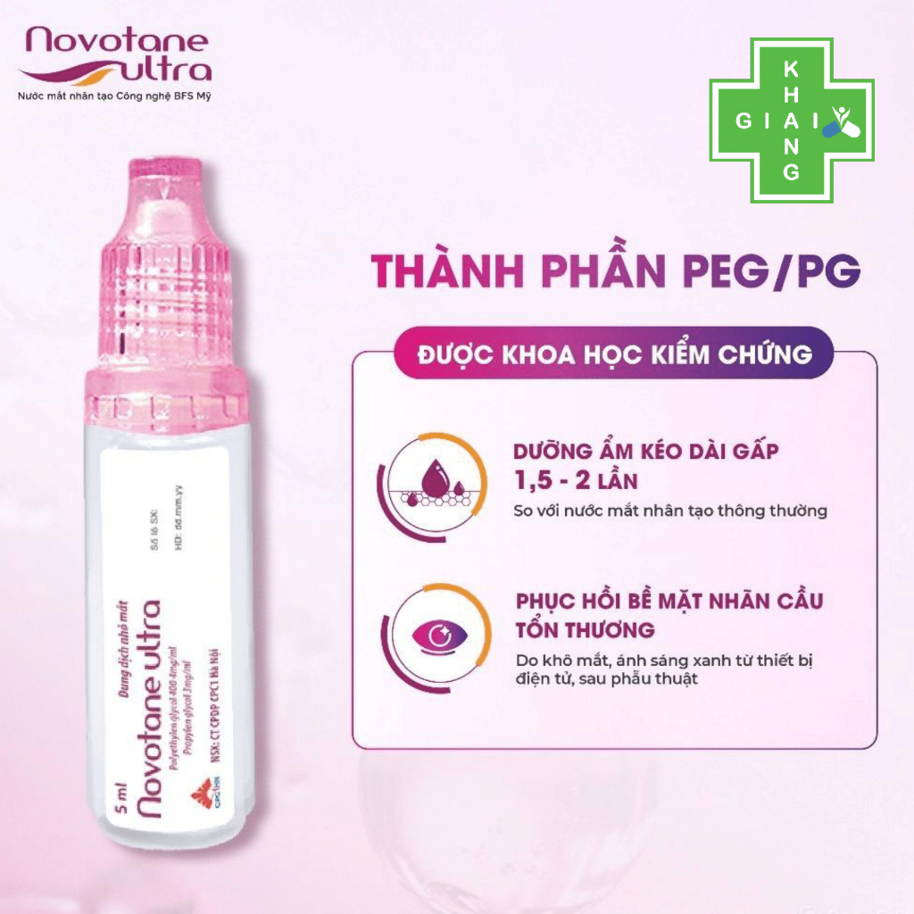 Nước mắt nhân tạo Novotane Ultra giúp giảm khô mắt, mỏi mắt (Chai 5ml)