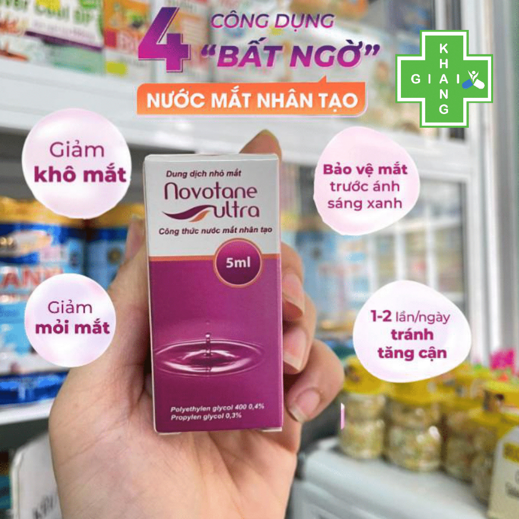 Nước mắt nhân tạo Novotane Ultra giúp giảm khô mắt, mỏi mắt (Chai 5ml)