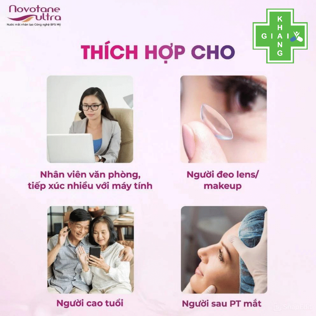 Nước mắt nhân tạo Novotane Ultra giúp giảm khô mắt, mỏi mắt (Chai 5ml)