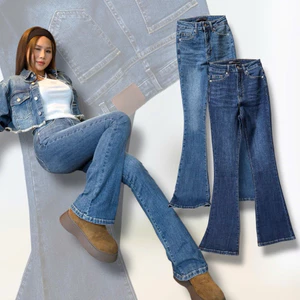 JN219 - Jeans loe dáng dài wash