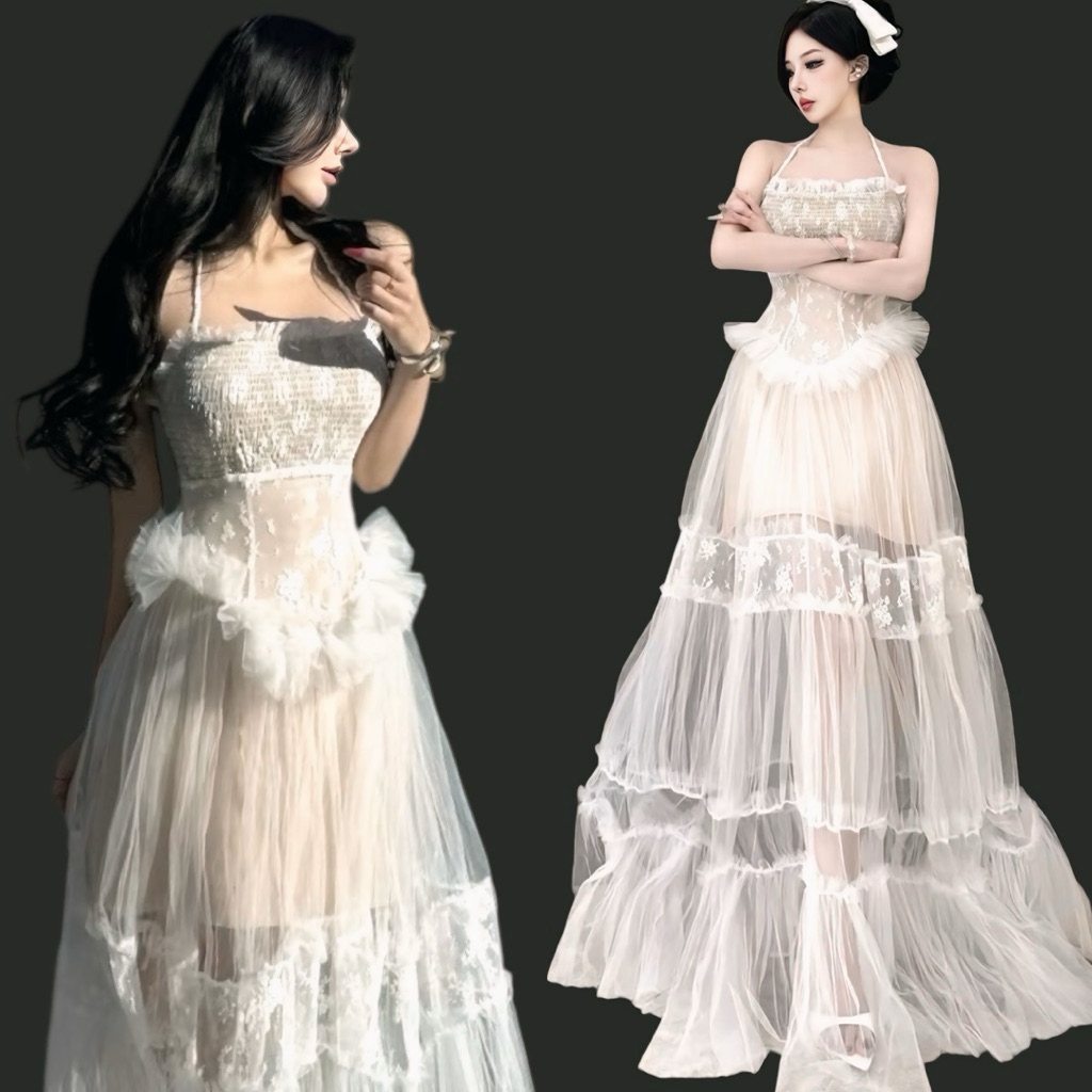 Đầm Maxi Cổ Yếm Đi Biển Cao Cấp
