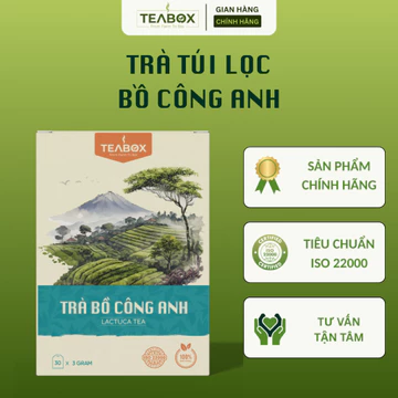 Trà Bồ Công Anh TEABOX Hộp 30 Túi Lọc Tem Chỉ x 3 Gram Tiêu Chuẩn ISO 22000