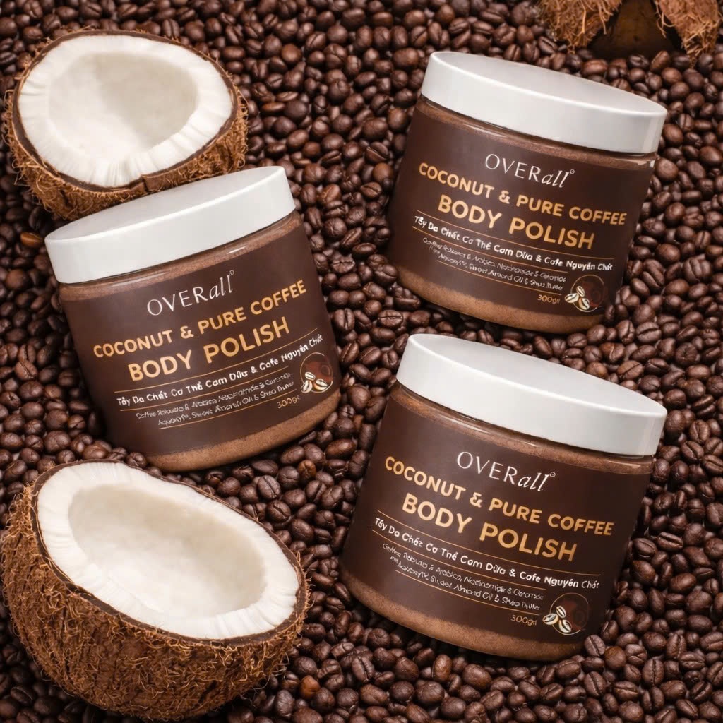 Tẩy Da Chết Body Cơm Dừa & Cà Phê Nguyên Chất Phù Hợp Da Khô Thiếu Ẩm Mịn Mướt Đều Màu OVERall 300ml