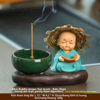 Trang Trí Bàn Chú Hiền Mũ Rơm - Đế Cắm Nhang Trầm Tĩnh Tâm