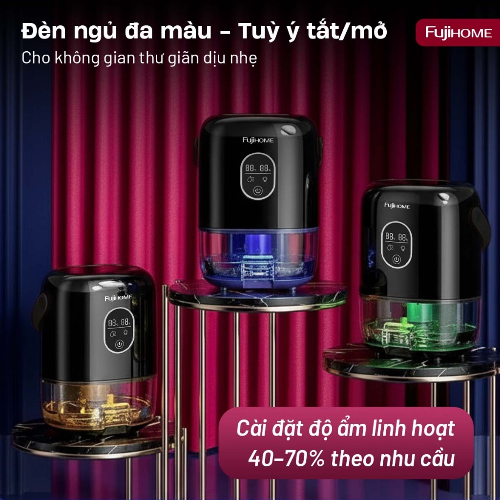 Máy hút ẩm mini khử mùi ẩm mốc FUJIHOME DHP035-MINI, thiết bị sấy khô không khí tiết kiệm điện
