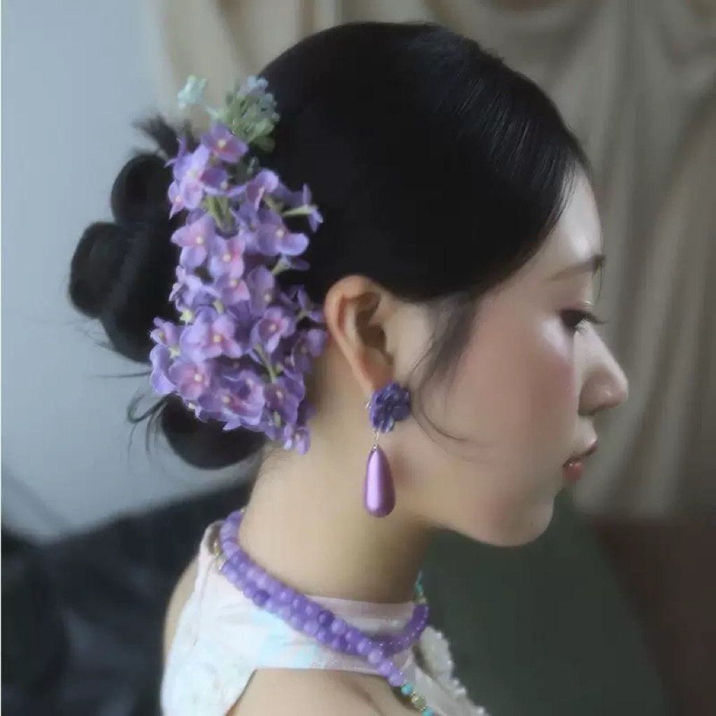 Kẹp Tóc Hoa Tử Đinh Hương Tình Yêu Chung Thuỷ QUEMEO Cài Tóc Chụp Hình Áo Dài Cưới (dùng Kẹp Tăm cố định)