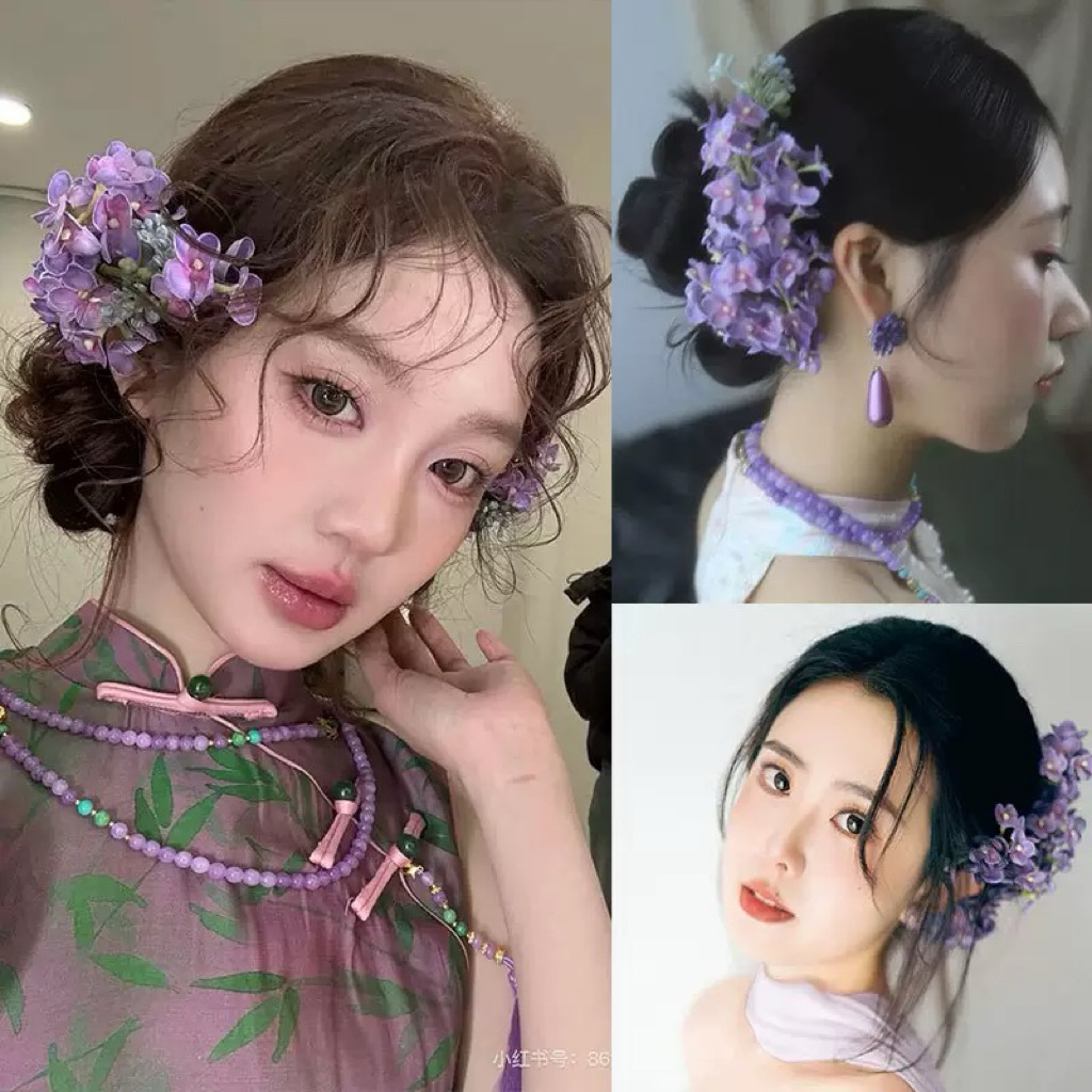 Kẹp Tóc Hoa Tử Đinh Hương Tình Yêu Chung Thuỷ QUEMEO Cài Tóc Chụp Hình Áo Dài Cưới (dùng Kẹp Tăm cố định)