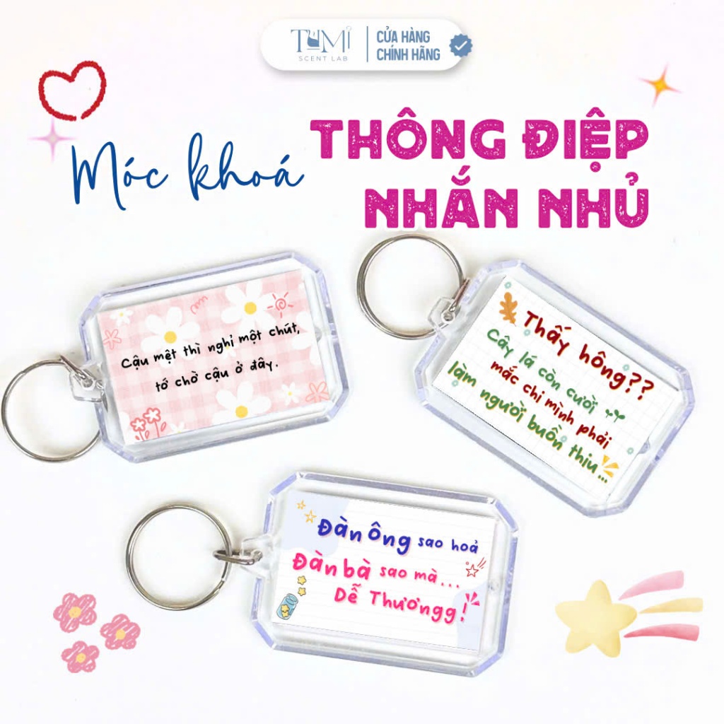 Móc Khóa Thông Điệp Dễ Thương – In Hai Mặt Lời Nhắn, Trang Trí Balo, Quà Tặng Bạn Bè Người Yêu