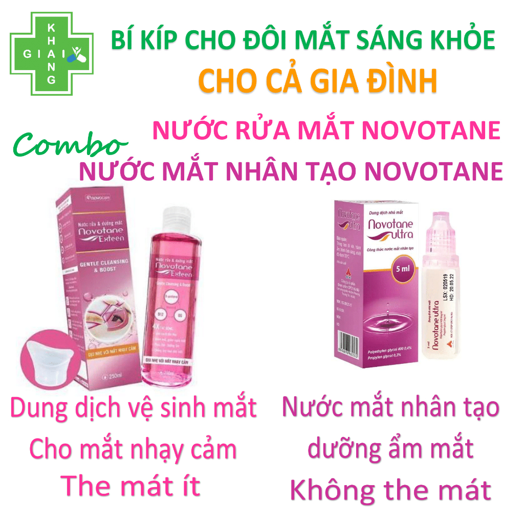 Giúp đôi mắt sáng khỏe cùng nước rửa và dưỡng mắt Novotane Exteen Cleansing Hồng (Chai 250ml)