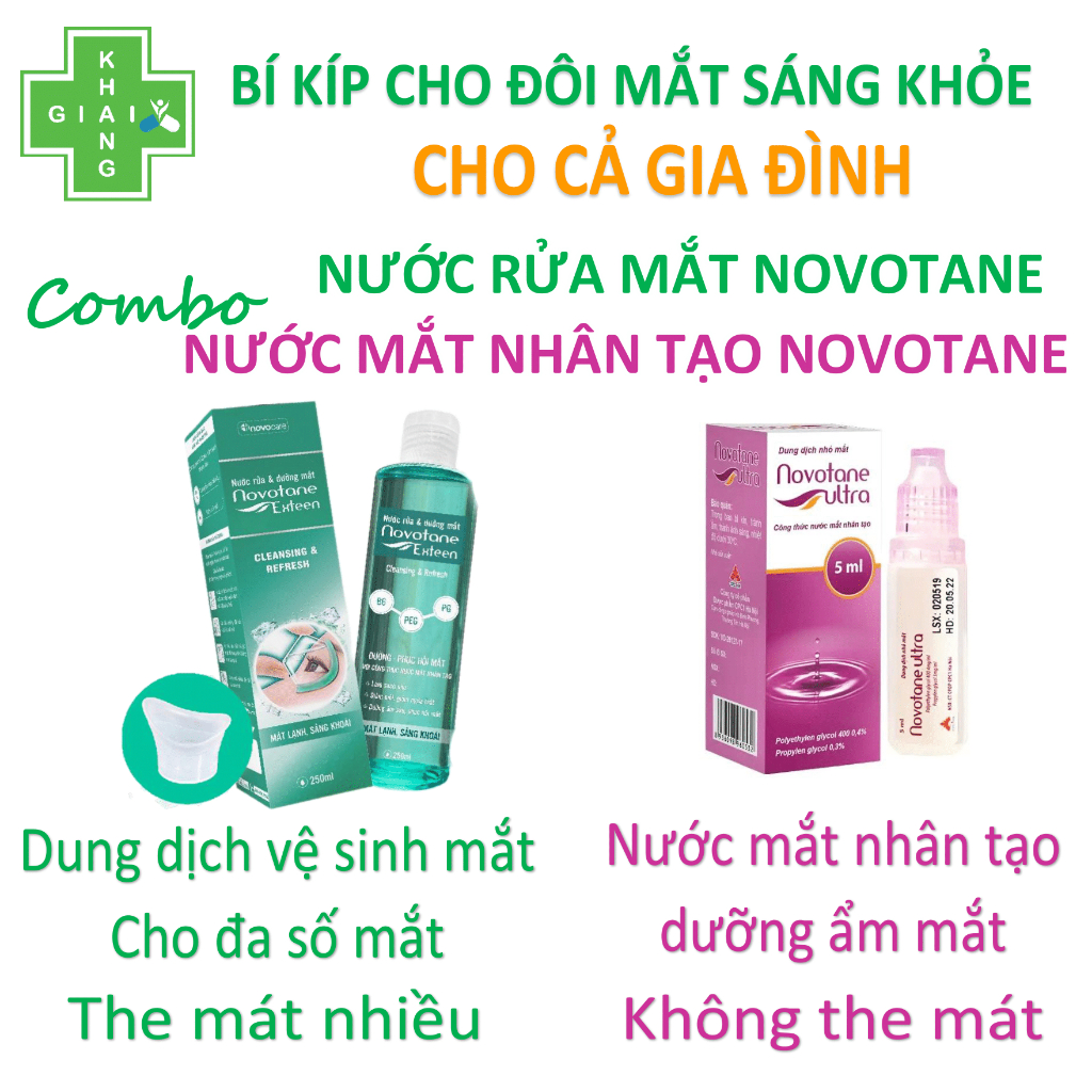 Giúp đôi mắt sáng khỏe cùng nước rửa và dưỡng mắt Novotane Exteen Refresh xanh lá (Chai 250ml)