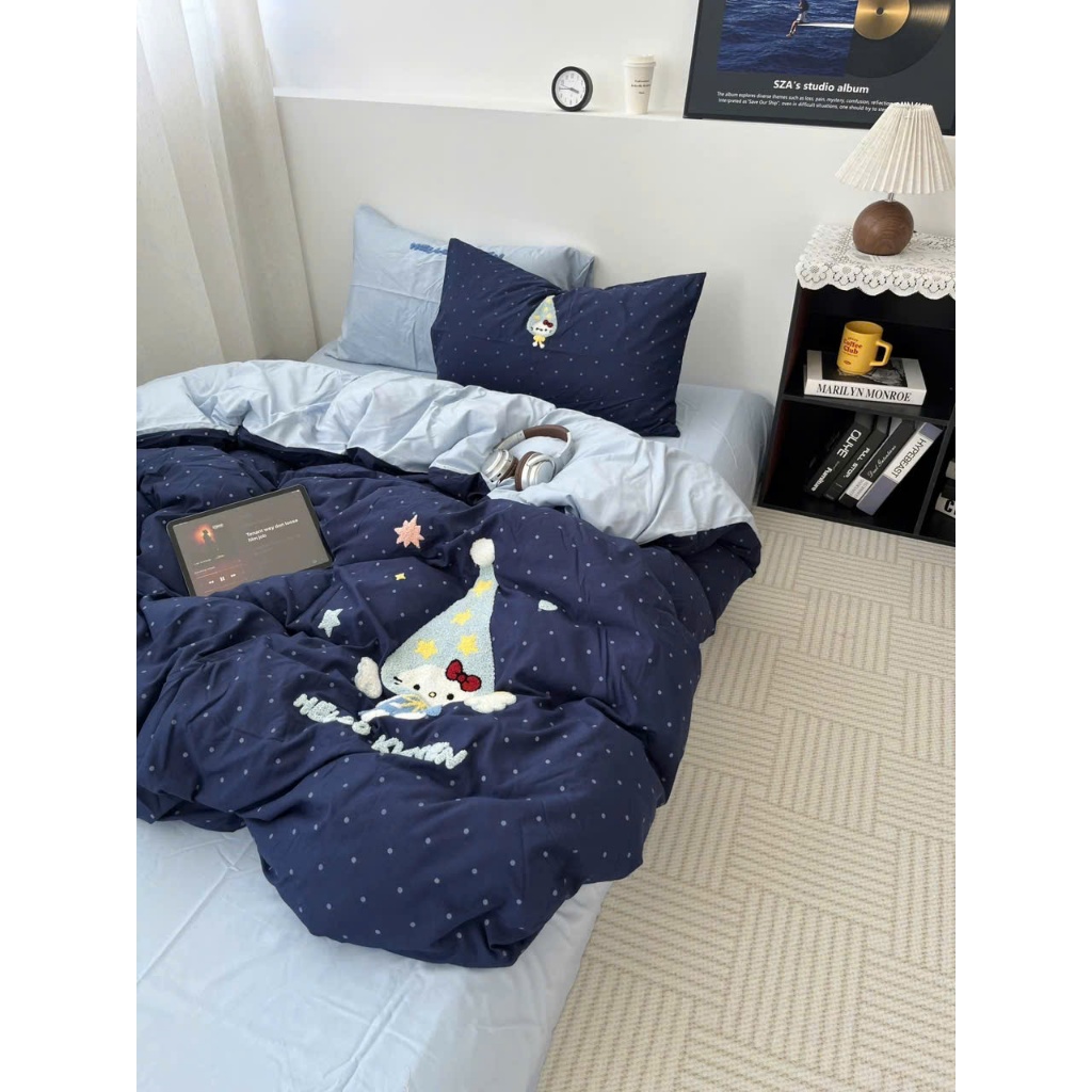 (TỔNG HỢP 3) Bộ chăn ga gối đũi 4 món Memminbedding Luxury họa tiết thêu nổi siêu yêu với gam màu ngọt ngào