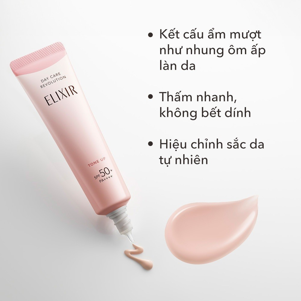 Bộ đôi chống nắng căng bóng rạng rỡ da xỉn màu ELIXIR SUPERIEUR REVOLUTION TONE UP 35g & DAY CARE REVOLUTION 35ml