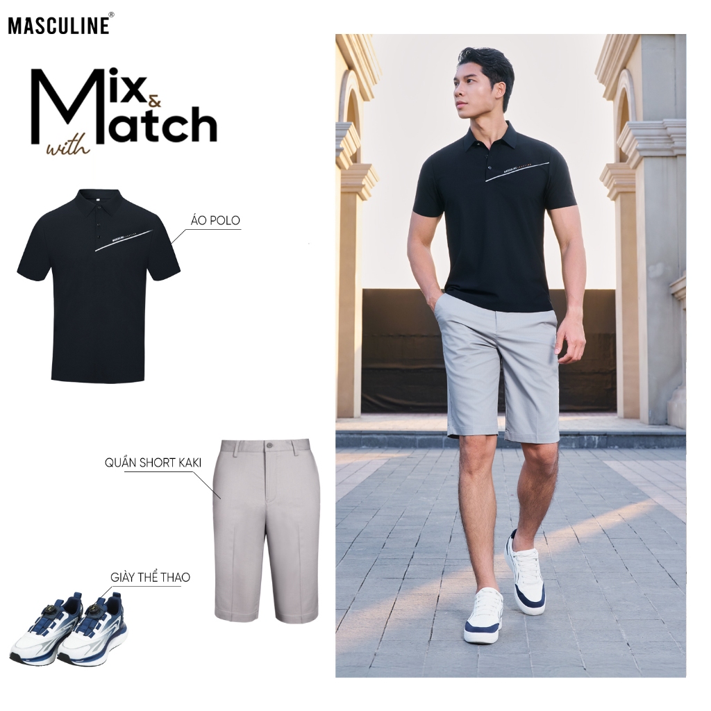Áo polo nam MASCULINE APD601 form slim fit dáng thể thao vải silk nylon spandex mềm mịn sang trọng