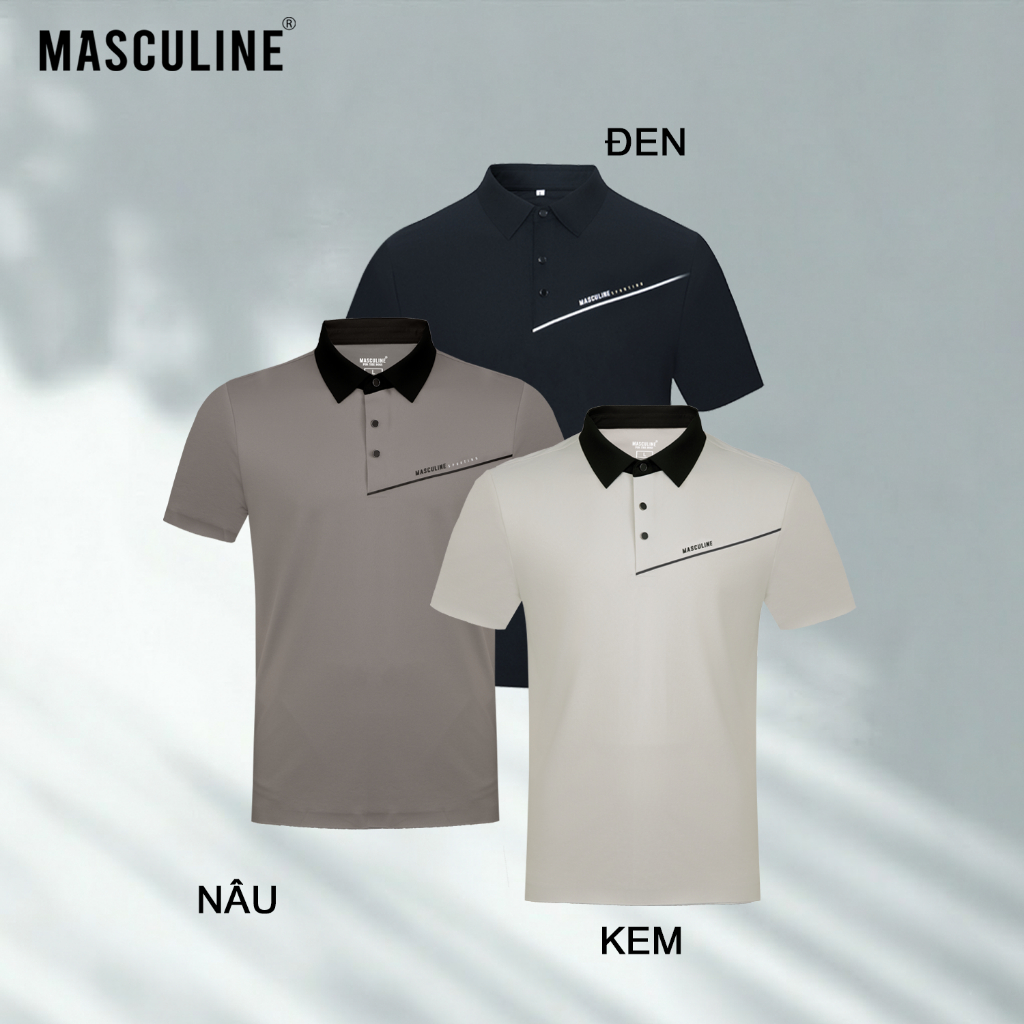 Áo polo nam MASCULINE APD601 form slim fit dáng thể thao vải silk nylon spandex mềm mịn sang trọng