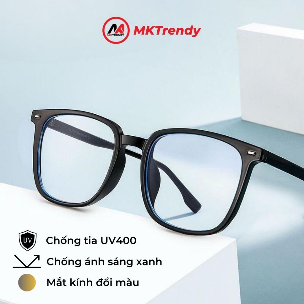 [ĐQ KOL x MKTRENDY] Kính đổi màu gọng vuông X16 chống ánh sáng xanh chống tia UV tặng túi đựng kính khăn lau kính