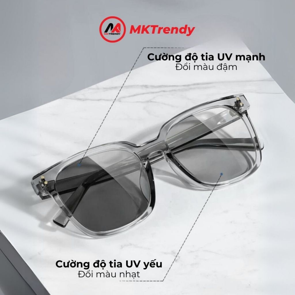[Live x MKTRENDY] Kính đổi màu gọng vuông kính râm chống tia UVthời trang nam nữ phong cách X17