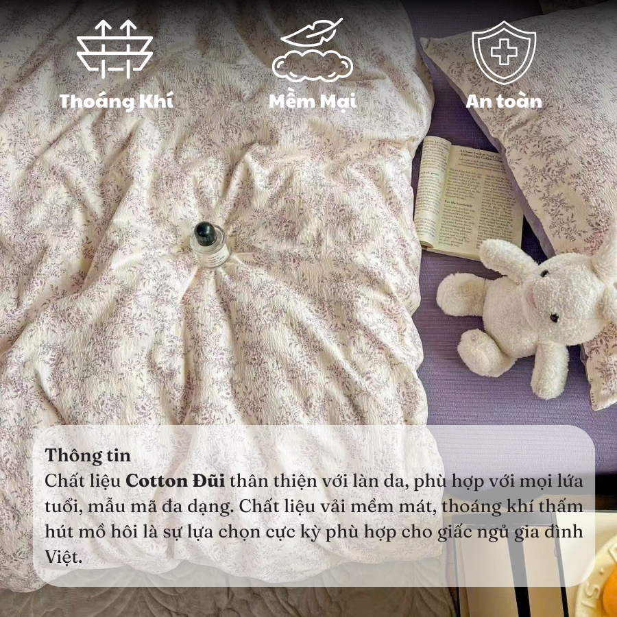 ( TỔNG HỢP 3) Bộ chăn ga gối 4 món đũi hoa Memminbedding Luxury siêu mát mẻ, thoáng mát, sáng bừng cả căn phòng ngủ