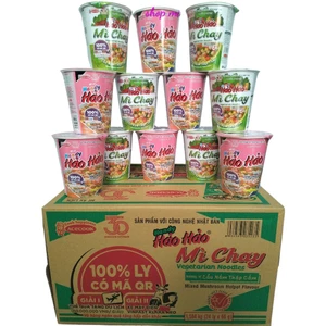 Thùng 24 ly mì Handy Hảo Hảo 2 hương vị (tôm chua cay + chay lẩu nấm thập cẩm) thơm ngon chuẩn vị