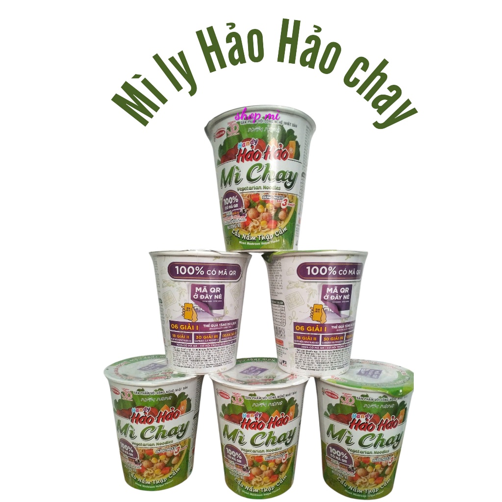 Thùng 24 ly mì Handy Hảo Hảo 2 hương vị (tôm chua cay + chay lẩu nấm thập cẩm) thơm ngon chuẩn vị