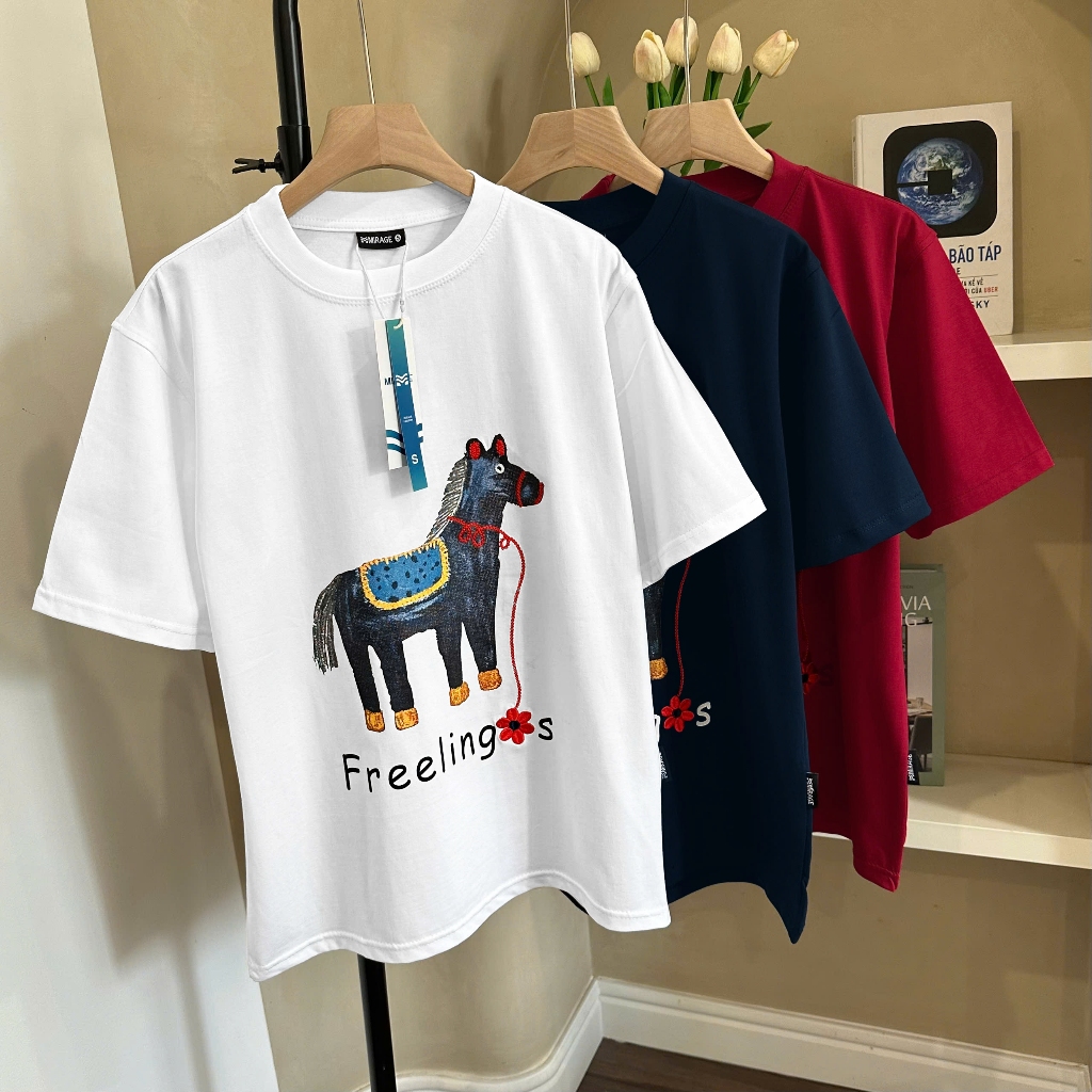 Áo Thun Mirage Chú Ngựa Thêu Tinh Xảo Chất 100% Cotton Mềm Mịn Thoáng Mát.