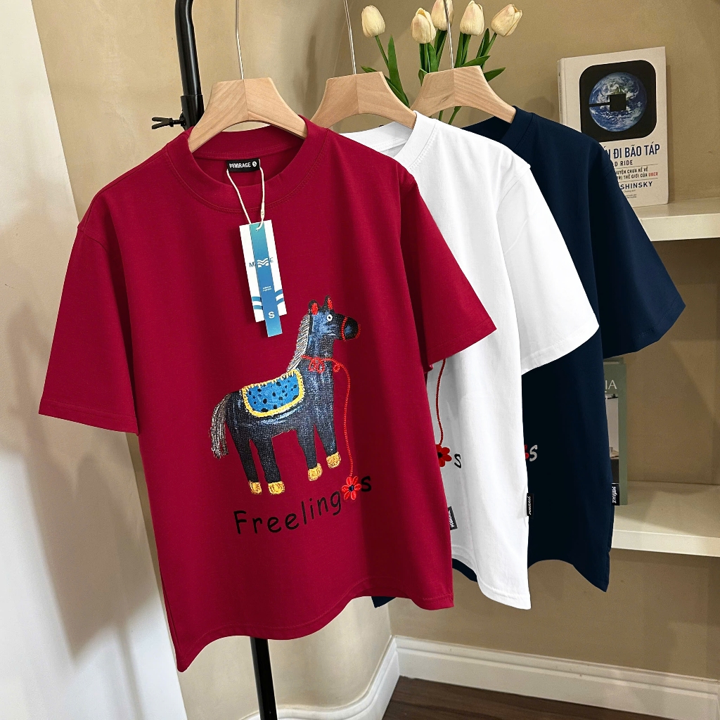 Áo Thun Mirage Chú Ngựa Thêu Tinh Xảo Chất 100% Cotton Mềm Mịn Thoáng Mát.