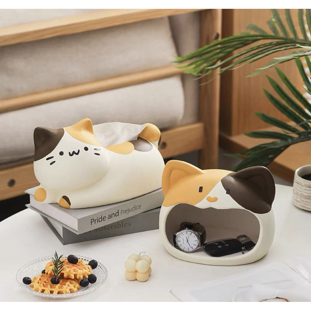 Hộp khăn giấy hình túi may mắn sáng tạo, hộp khăn giấy gốm sứ kiểu mới dành cho phòng khách