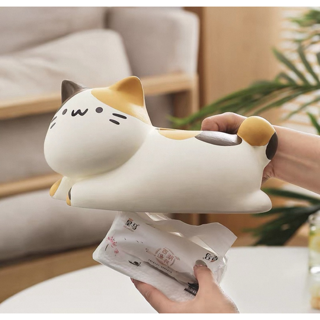 Hộp khăn giấy hình túi may mắn sáng tạo, hộp khăn giấy gốm sứ kiểu mới dành cho phòng khách