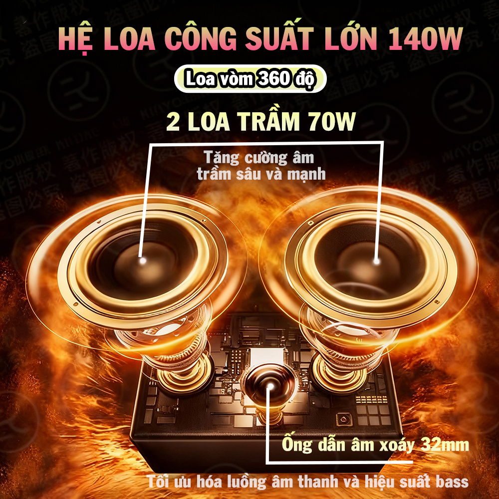 KINYO Loa Karaoke Xách Tay KINYO-S16, KINYO-S21  Kèm 2 Micro Chip Sử Lý Âm Thanh DSP Loa Vòm 360 Độ