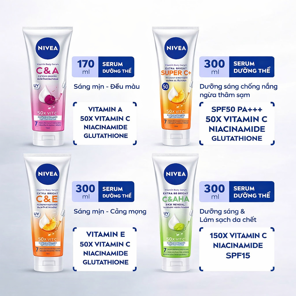 Tinh Chất Dưỡng Thể Dưỡng Trắng NIVEA Tuýp 180ML/300ML