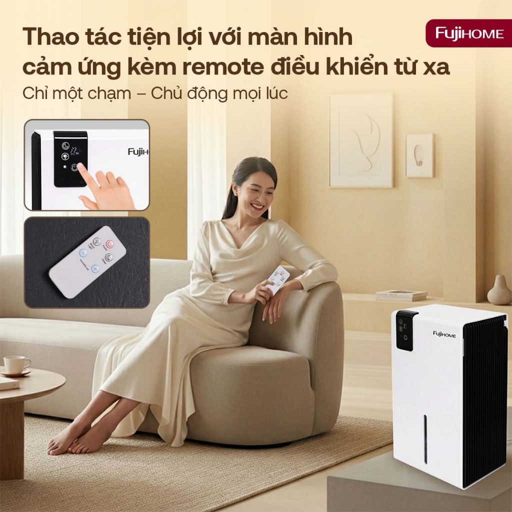 Máy hút ẩm mini chống ồn FUJIHOME DHP23-MINI, máy khử ẩm không khí mini cho phòng làm việc