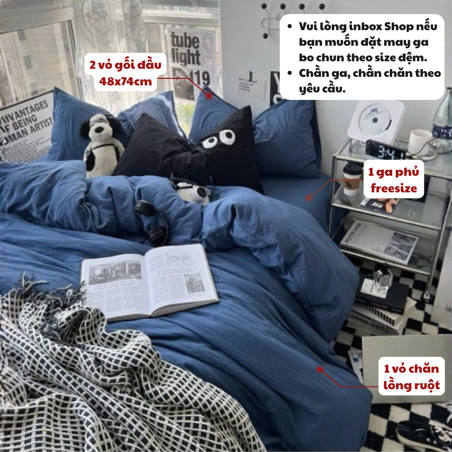 (Tổng hợp 5) Bộ chăn ga gối 4 món đũi trơn Hàn Quốc Memminbedding Luxury phong cách đơn giản nhưng tràn đầy tinh tế