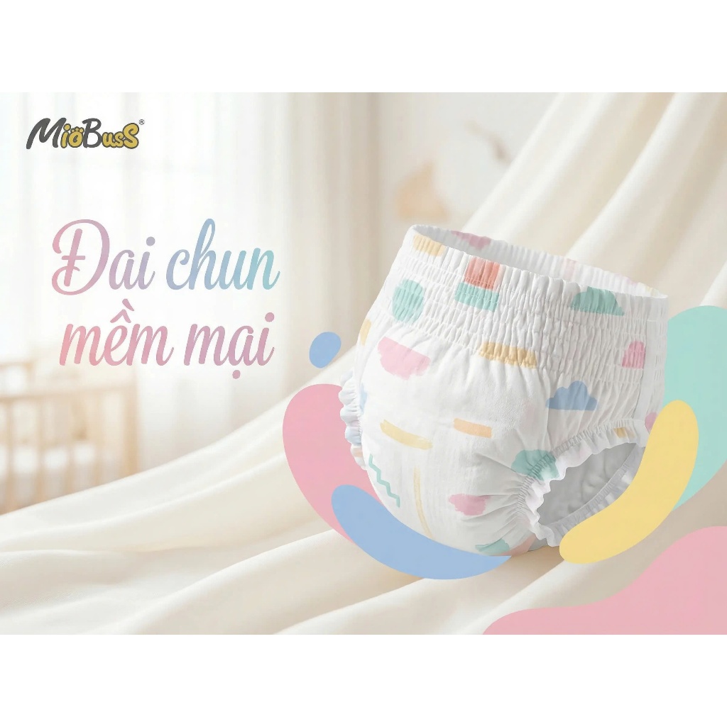 [100 miếng] MioBusS Tã bỉm quần trẻ em Size M/L/XL/2XL/3XL/4XL – Siêu mềm, thấm hút nhanh