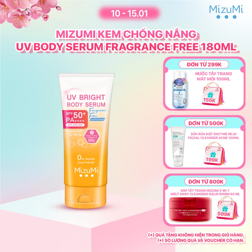 MizuMi Kem Chống Nắng UV Body Serum Fragrance Free 180ml