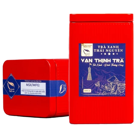 Trà Đinh Thái Nguyên Thượng Hạng, Rất Thơm Ngon, Nước Xanh, Vạn Thịnh Trà (Hộp thiếc 100G)