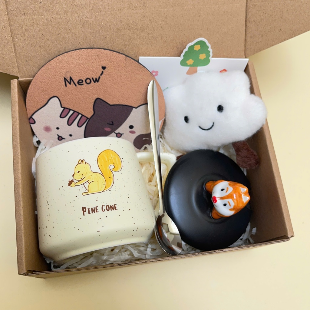 [BST 2026] Set quà tặng Sóc Cute 380ml siêu dễ thương Kèm Gấu, Thiệp, Lót Ly, Quà Tặng Tốt Nghiệp, Sinh nhật