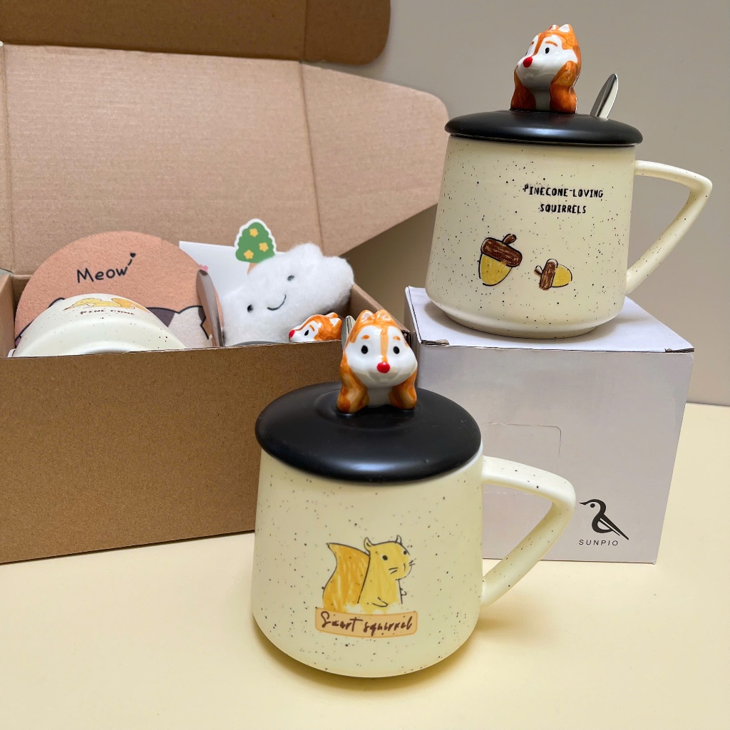 [BST 2026] Set quà tặng Sóc Cute 380ml siêu dễ thương Kèm Gấu, Thiệp, Lót Ly, Quà Tặng Tốt Nghiệp, Sinh nhật
