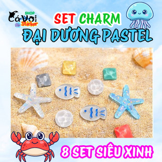 Set Charm Đại Dương Pastel Trong Suốt – Sao Biển Cá Biển Cute Gắn Dép DIY