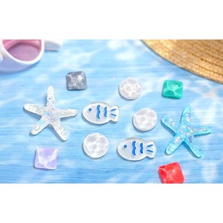 Set Charm Đại Dương Pastel Trong Suốt – Sao Biển Cá Biển Cute Gắn Dép DIY