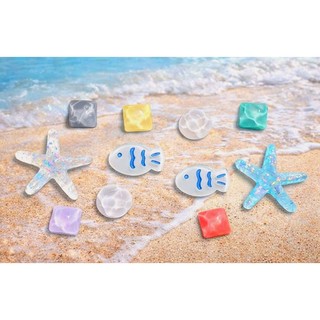 Set Charm Đại Dương Pastel Trong Suốt – Sao Biển Cá Biển Cute Gắn Dép DIY