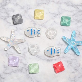 Set Charm Đại Dương Pastel Trong Suốt – Sao Biển Cá Biển Cute Gắn Dép DIY