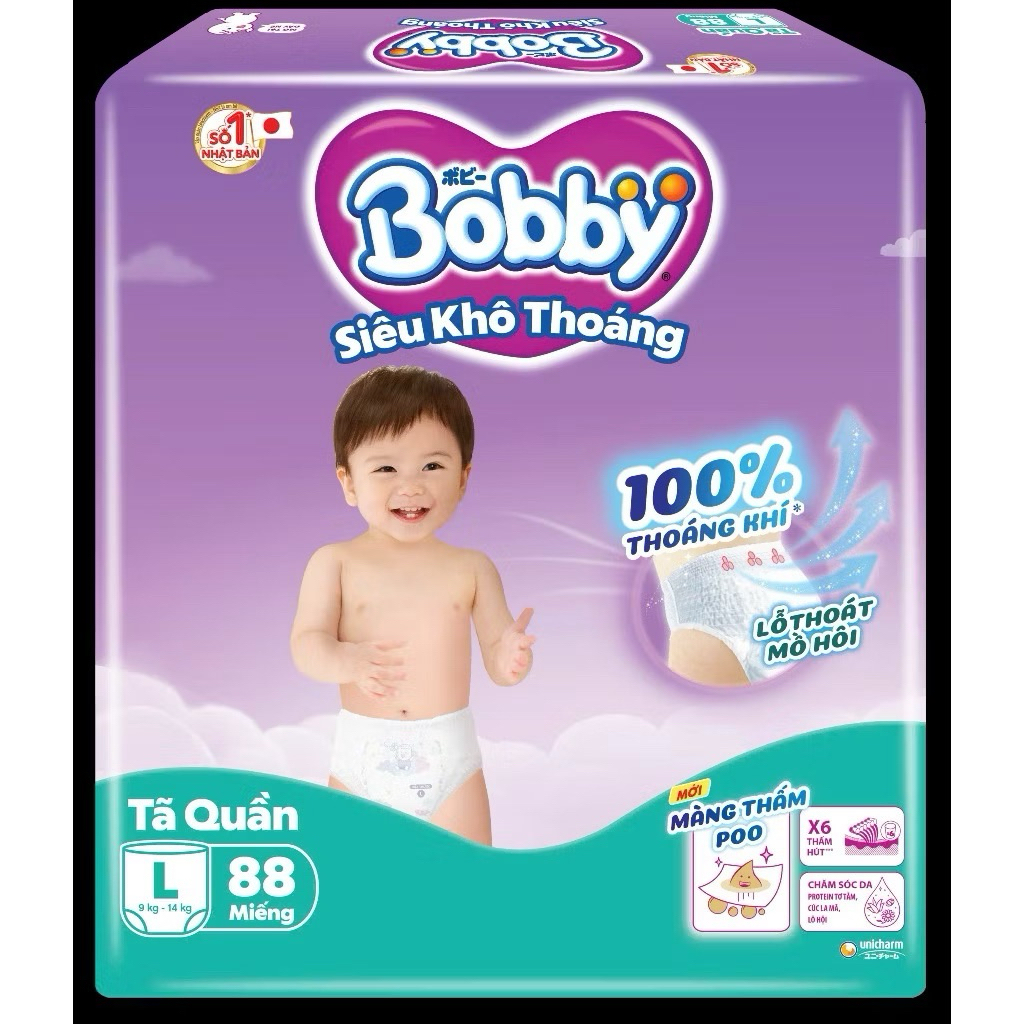 [GÓI LỚN TIẾT KIỆM] Tã/Bỉm quần Bobby Ultra+ đủ size M96/L88/XL76/XXL70/3XL24 cho bé đến 25kg