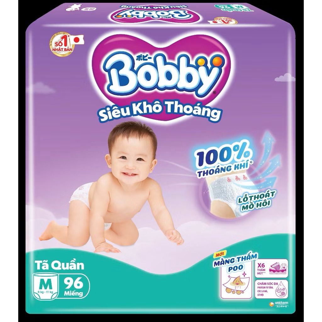 [GÓI LỚN TIẾT KIỆM] Tã/Bỉm quần Bobby Ultra+ đủ size M96/L88/XL76/XXL70/3XL24 cho bé đến 25kg