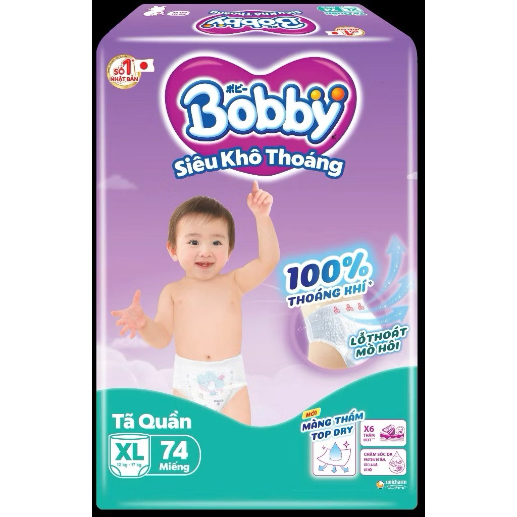 [GÓI LỚN TIẾT KIỆM] Tã/Bỉm quần Bobby Ultra+ đủ size M96/L88/XL76/XXL70/3XL24 cho bé đến 25kg