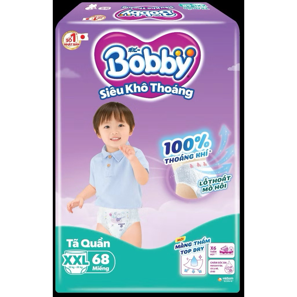 [GÓI LỚN TIẾT KIỆM] Tã/Bỉm quần Bobby Ultra+ đủ size M96/L88/XL76/XXL70/3XL24 cho bé đến 25kg